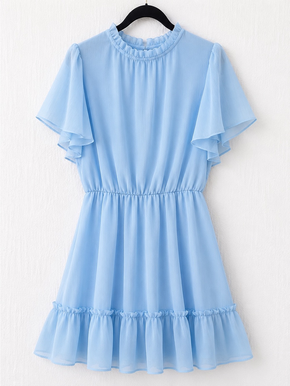 Light Blue Ruffle Flutter Sleeve Mini Dress Size Girls XL Cottagecore Romantic
